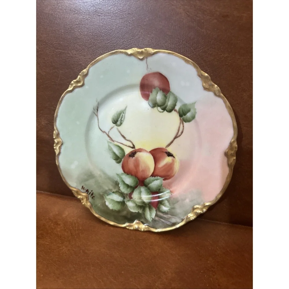Vintage Antique German Bavaria Painted Fruit Design Porcelain Plate7-1/2